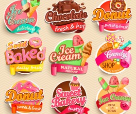 Chocolate with ice cream labels vector
