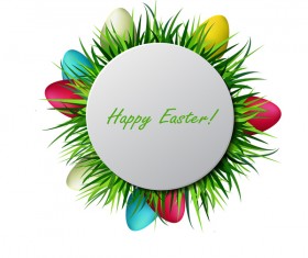 Circles easter card with easter egg vector 01