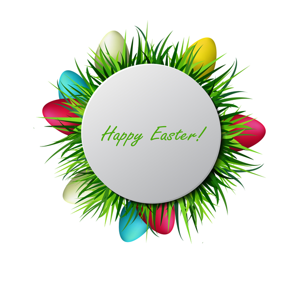 Circles easter card with easter egg vector 01