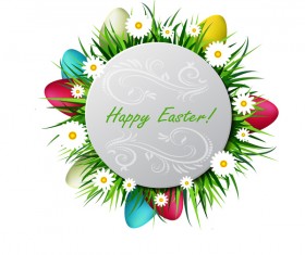 Circles easter card with easter egg vector 02