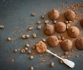 Coffee beans and Chocolate truffle Stock Photo