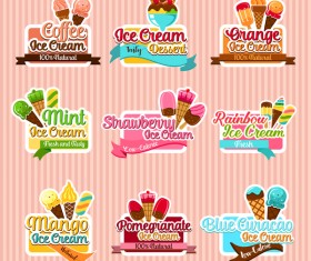 Coffee with ice cream labels vector