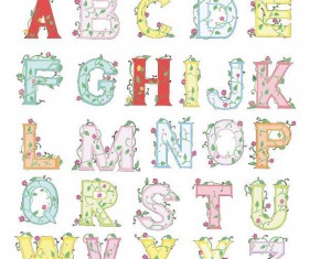 Colored alphabet with flower vector