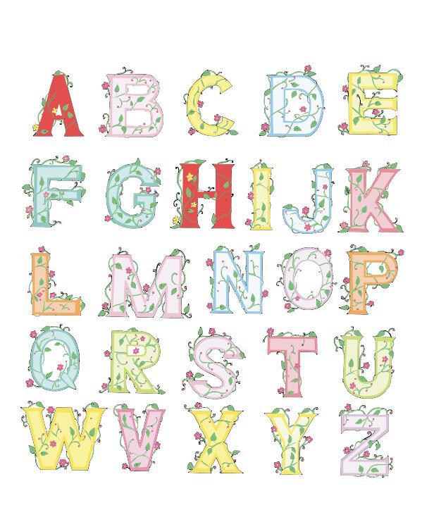 Colored alphabet with flower vector