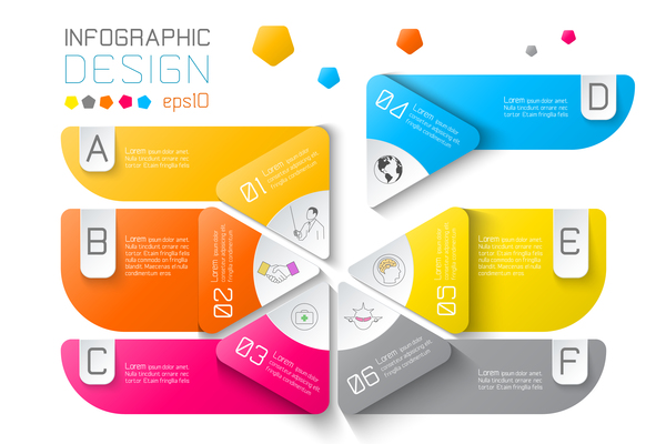 Colored paper infographic templates vectors 01