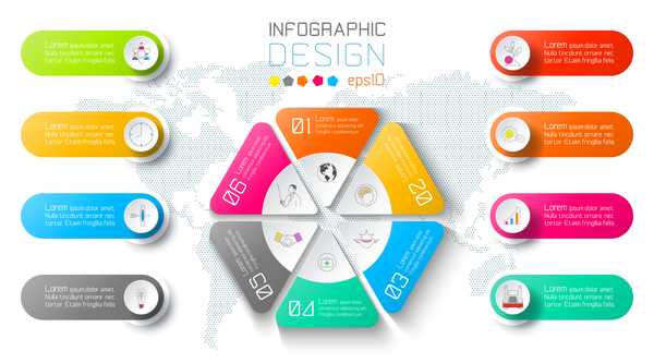 Colored paper infographic templates vectors 03