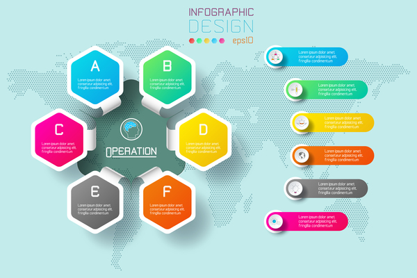 Colored paper infographic templates vectors 04