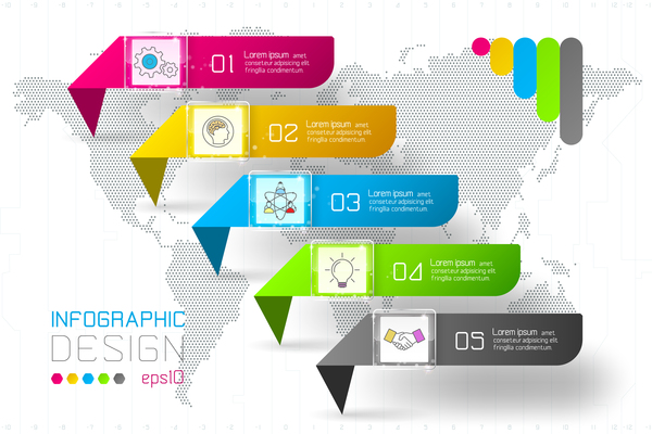 Colored paper infographic templates vectors 09