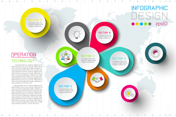 Colored paper infographic templates vectors 11