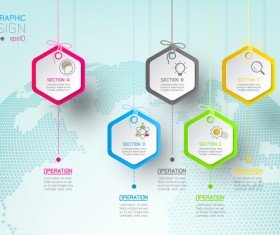 Colored paper infographic templates vectors 14