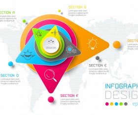 Colored paper infographic templates vectors 15