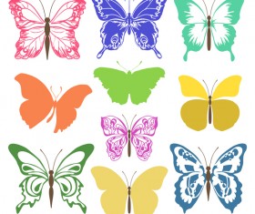 Colored silhouettes butterflies vector