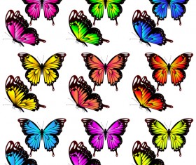 Colorful butterfies vector illustration set 02