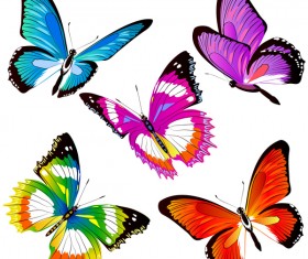 Colorful butterfies vector illustration set 03