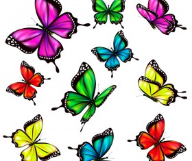 Colorful butterfies vector illustration set 06