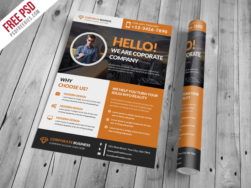 Corporate With Clean Business Flyer PSD Template