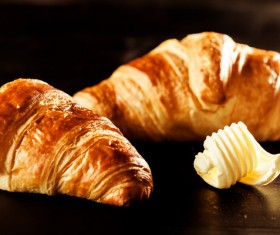 Croissant with butter Stock Photo