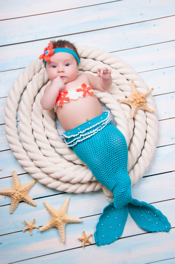 Cute baby mermaid Stock Photo
