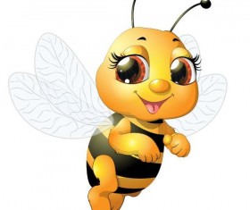 Cute cartoon bee baby vector 01