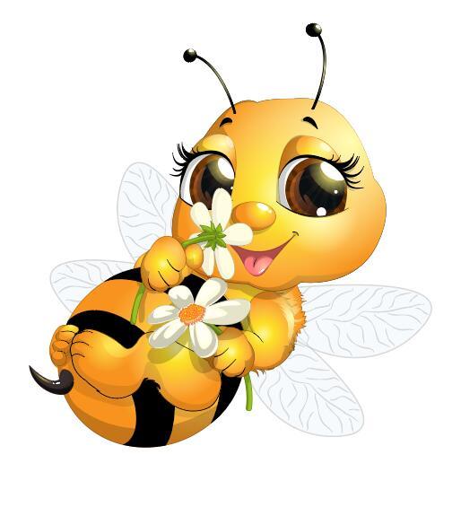 Cute cartoon bee baby vector 04
