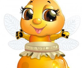Cute cartoon bee baby vector 05
