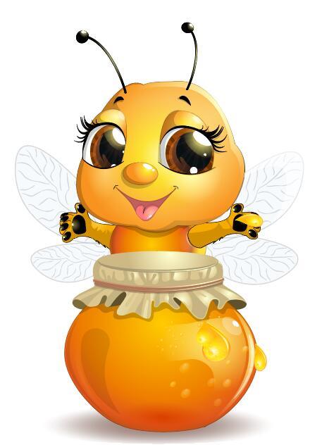 Cute cartoon bee baby vector 05