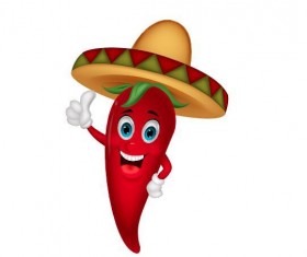 Cute cartoon pepper with hat vector