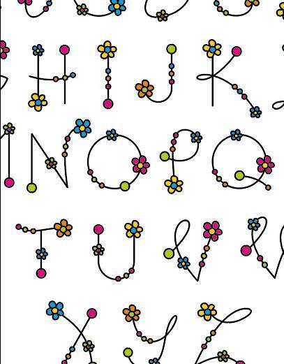 Cute flower alphabet vector