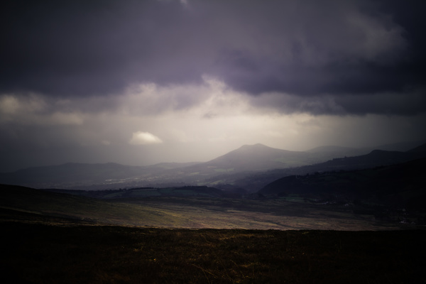 Dark clouds above empty highland Stock Photo