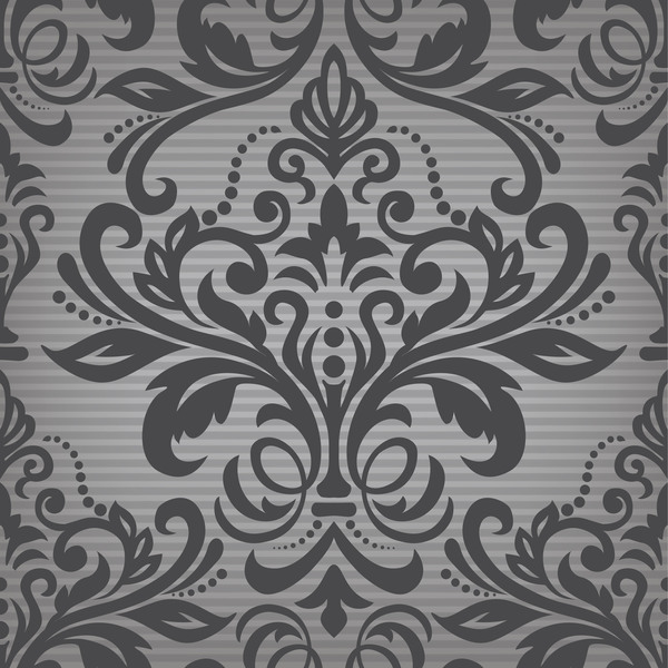 Dark damask pattern deamless vintage vector