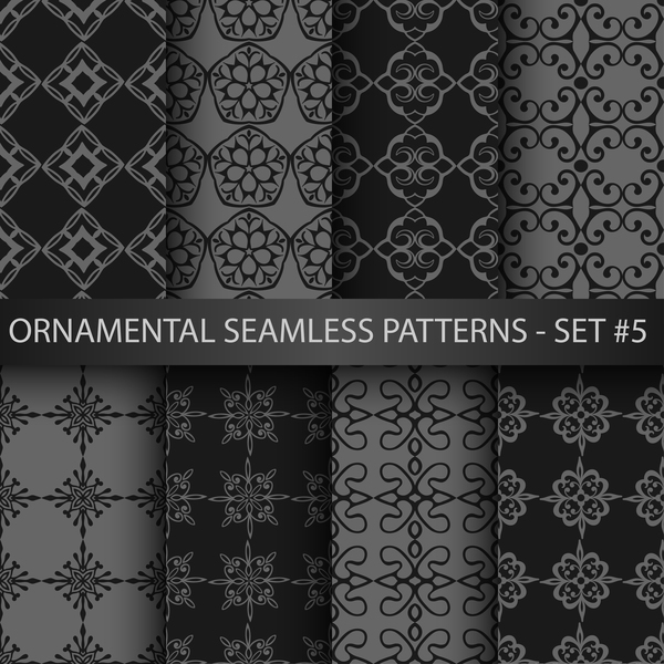Dark ornament seamless pattern vector 03