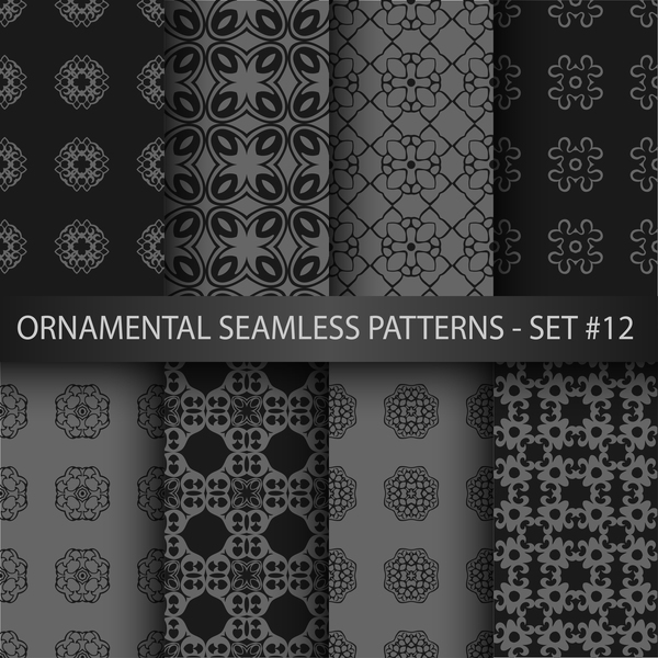 Dark ornament seamless pattern vector 06