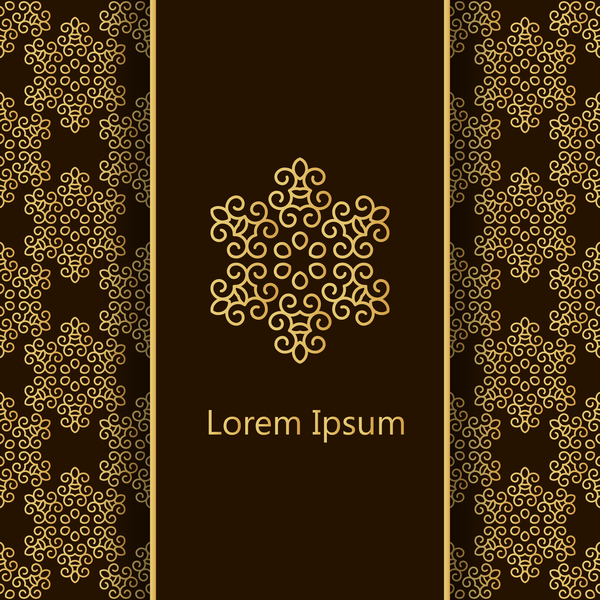 Decorative pattern with dark color background vector 02
