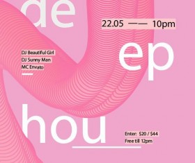 Deep house party flyer with poster template vector