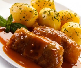 Delicious Fried meat and side dishes Stock Photo 03