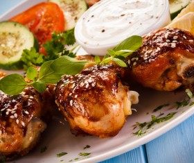 Delicious Fried meat and side dishes Stock Photo 06