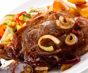 Delicious Fried meat and side dishes Stock Photo 09