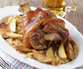 Delicious Pork knuckle and a glass of beer Stock Photo