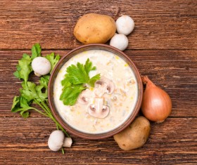 Delicious mushroom soup Stock Photo 04