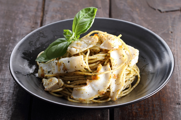 Delicious seafood pasta Stock Photo 02