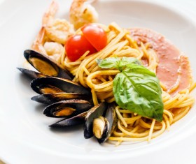 Delicious seafood pasta Stock Photo 03