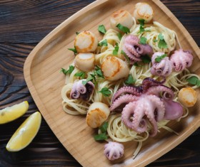 Delicious seafood pasta Stock Photo 04