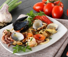 Delicious seafood pasta Stock Photo 05