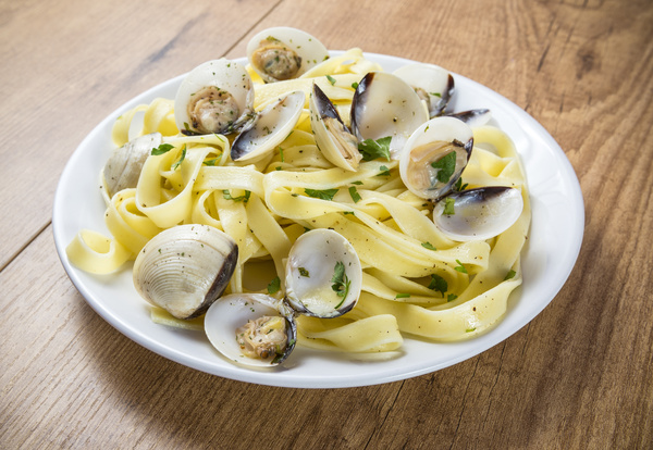 Delicious seafood pasta Stock Photo 06