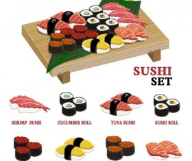 Delicious sushi vector set 01