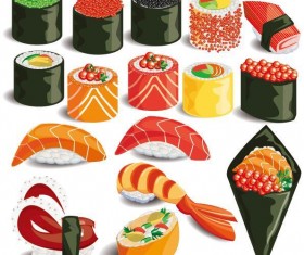 Delicious sushi vector set 02