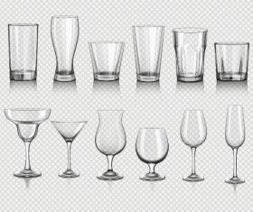 Different glass cup illustration vectors 01