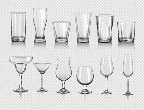 Different glass cup illustration vectors 01