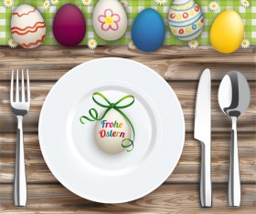 Easter Dinner with Worn Wood and Eggs vector