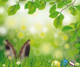 Easter Spring Hare Eggs Beech Twigs Flowers vector
